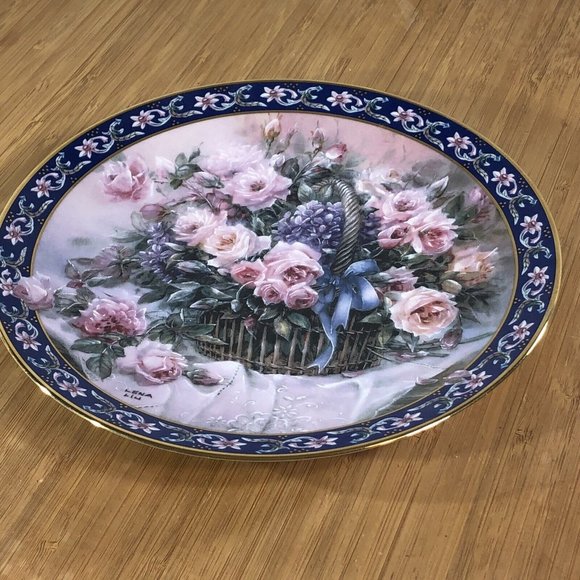 Roses by Lena Liu Basket Bouquets 8" Collection W.S. George Fine Porcelain Plate - Picture 5 of 5